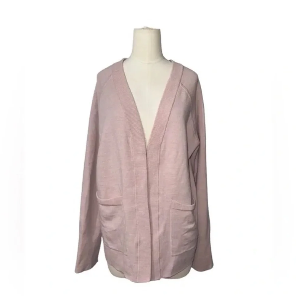 Lululemon Reverse ME Sweater Wool Cardigan Open Front Pockets Chalk Size 6 - Picture 4 of 9